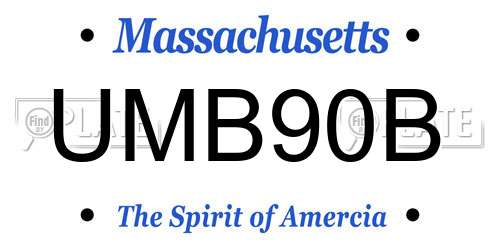 UMB90B Massachusetts License Plate