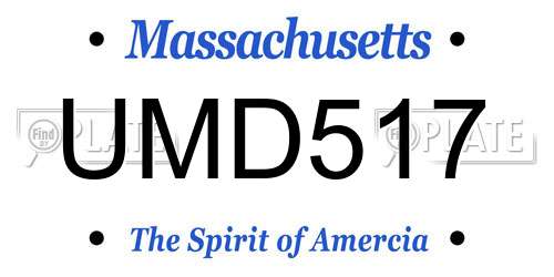 UMD517 Massachusetts License Plate