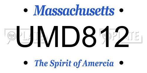 UMD812 Massachusetts License Plate