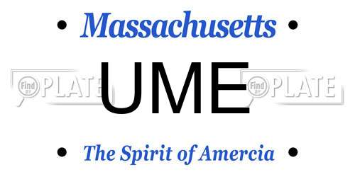UME Massachusetts License Plate