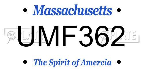 UMF362 Massachusetts License Plate