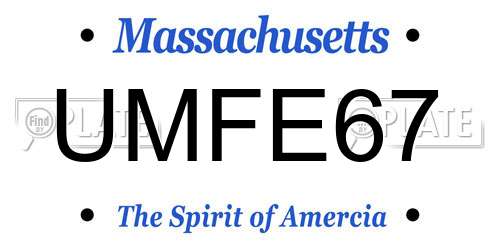 UMFE67 Massachusetts License Plate