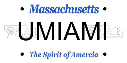 UMIAMI Massachusetts License Plate