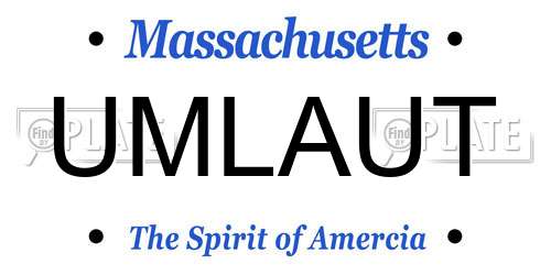 UMLAUT Massachusetts License Plate