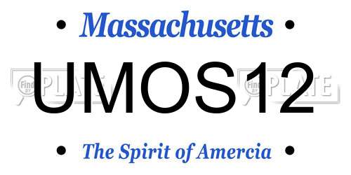 UMOS12 Massachusetts License Plate