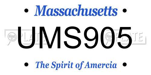 UMS905 Massachusetts License Plate