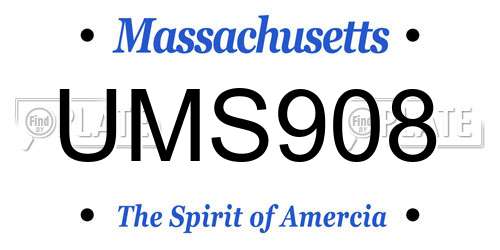 UMS908 Massachusetts License Plate