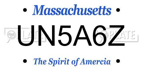UN5A6Z Massachusetts License Plate