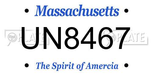 UN8467 Massachusetts License Plate