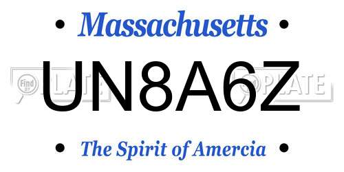 UN8A6Z Massachusetts License Plate