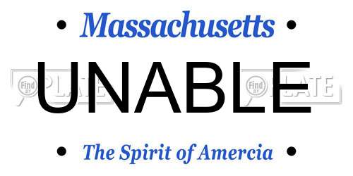UNABLE Massachusetts License Plate