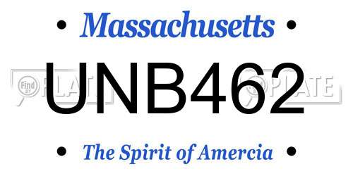 UNB462 Massachusetts License Plate
