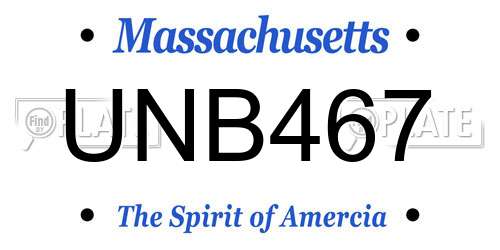 UNB467 Massachusetts License Plate