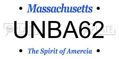 UNBA62 Massachusetts License Plate