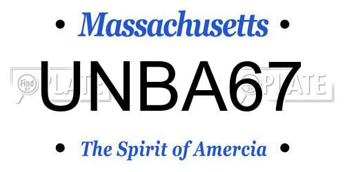 UNBA67 Massachusetts License Plate