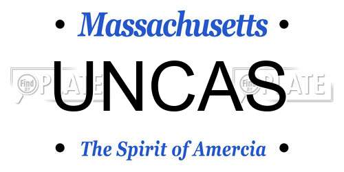 UNCAS Massachusetts License Plate