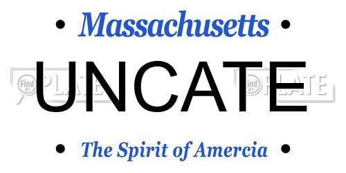 UNCATE Massachusetts License Plate