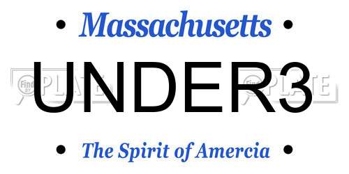UNDER3 Massachusetts License Plate