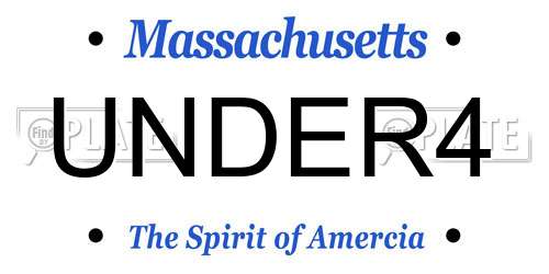 UNDER4 Massachusetts License Plate