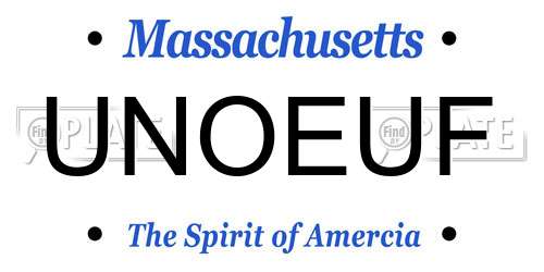UNOEUF Massachusetts License Plate