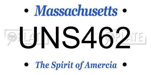 UNS462 Massachusetts License Plate