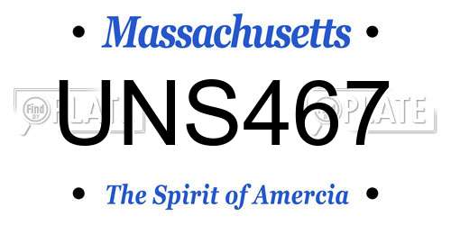 UNS467 Massachusetts License Plate