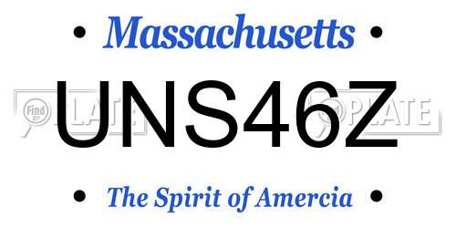 UNS46Z Massachusetts License Plate