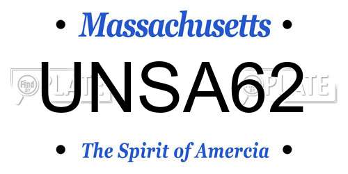 UNSA62 Massachusetts License Plate