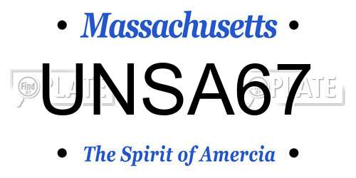 UNSA67 Massachusetts License Plate
