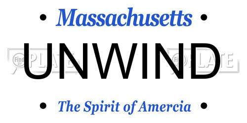 UNWIND Massachusetts License Plate