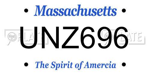 UNZ696 Massachusetts License Plate