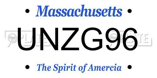 UNZG96 Massachusetts License Plate