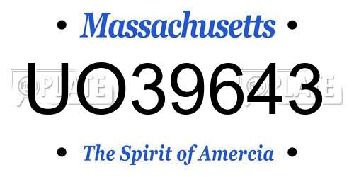 UO39643 Massachusetts License Plate