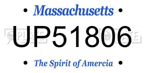 UP51806 Massachusetts License Plate