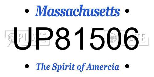 UP81506 Massachusetts License Plate