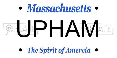 UPHAM Massachusetts License Plate