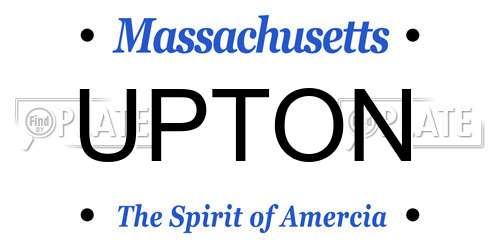 UPTON Massachusetts License Plate
