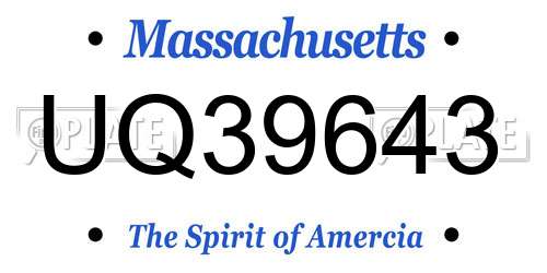 UQ39643 Massachusetts License Plate