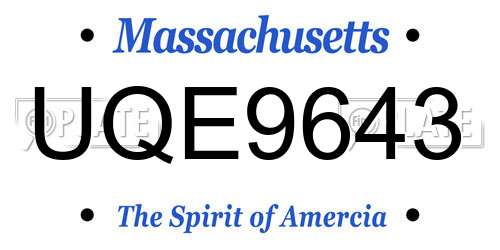 UQE9643 Massachusetts License Plate