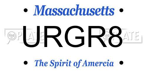 URGR8 Massachusetts License Plate