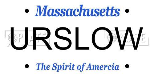URSLOW Massachusetts License Plate