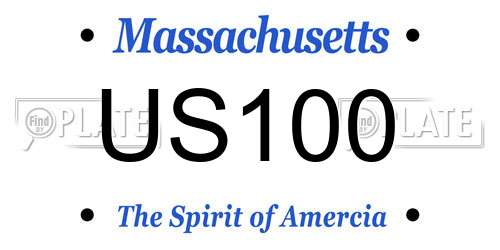 US100 Massachusetts License Plate