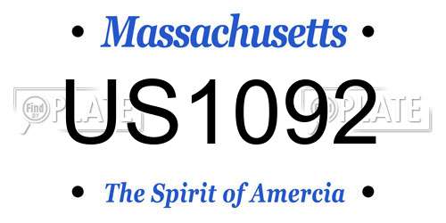 US1092 Massachusetts License Plate