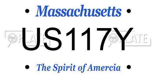 US117Y Massachusetts License Plate