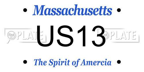 US13 Massachusetts License Plate