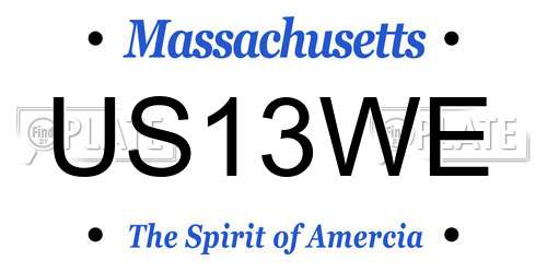 US13WE Massachusetts License Plate