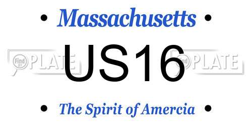 US16 Massachusetts License Plate