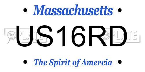US16RD Massachusetts License Plate