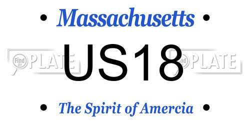 US18 Massachusetts License Plate