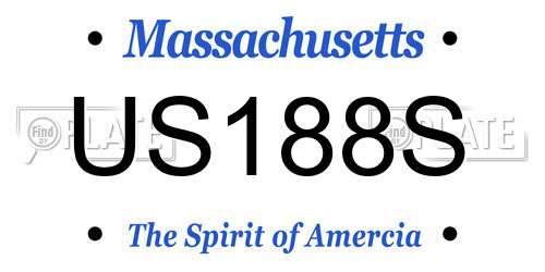 US188S Massachusetts License Plate